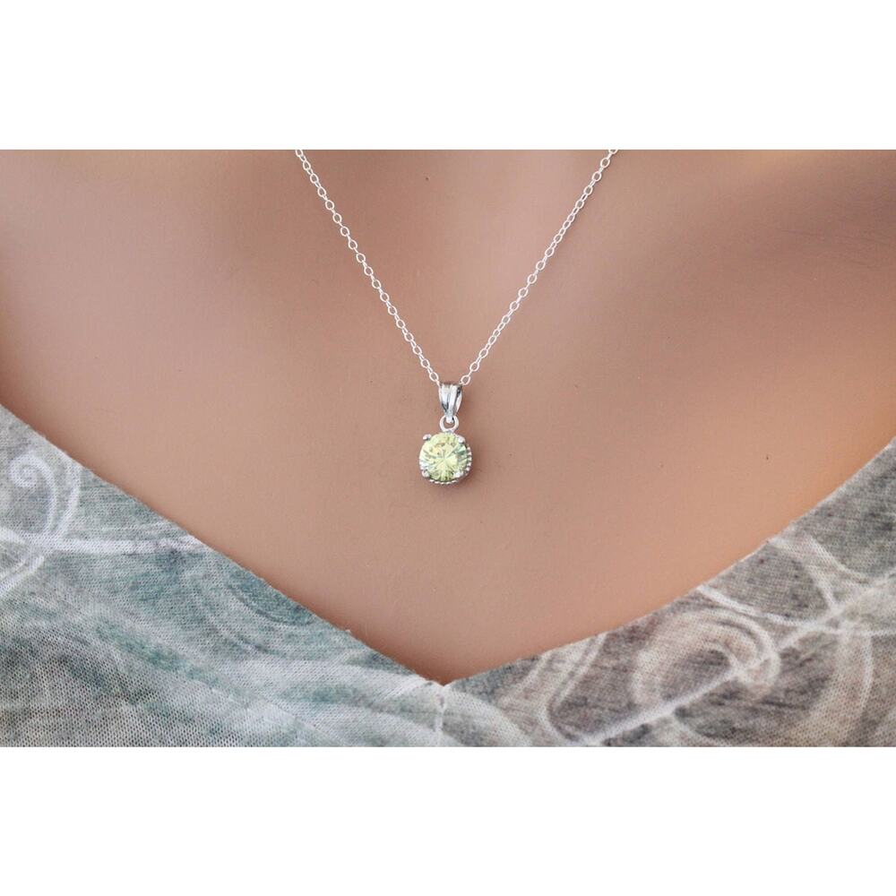 Sterling Silver Light Green August Birthstone Necklace
